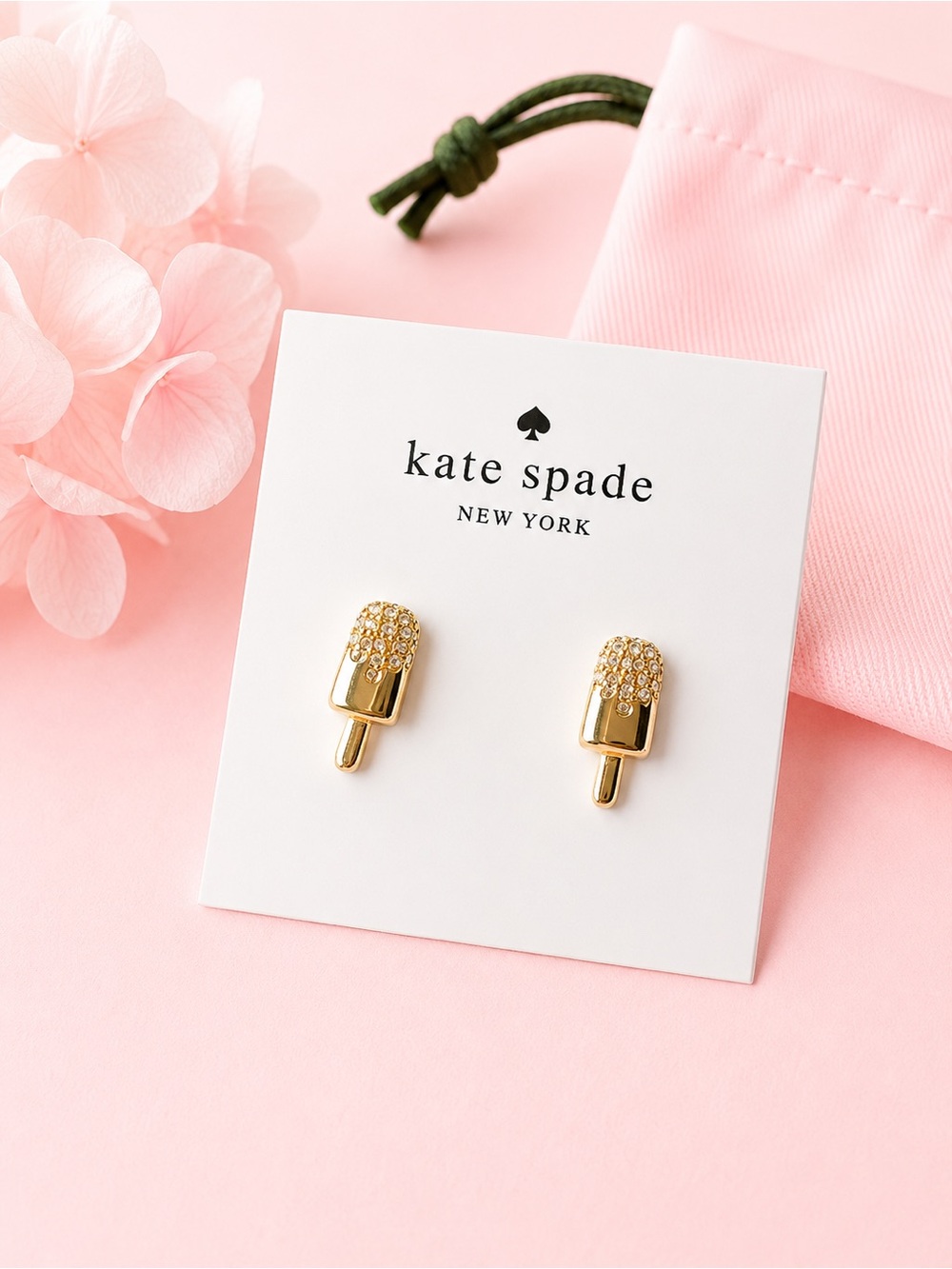 kate spade Gold Crystal Popsicle Stud Earrings